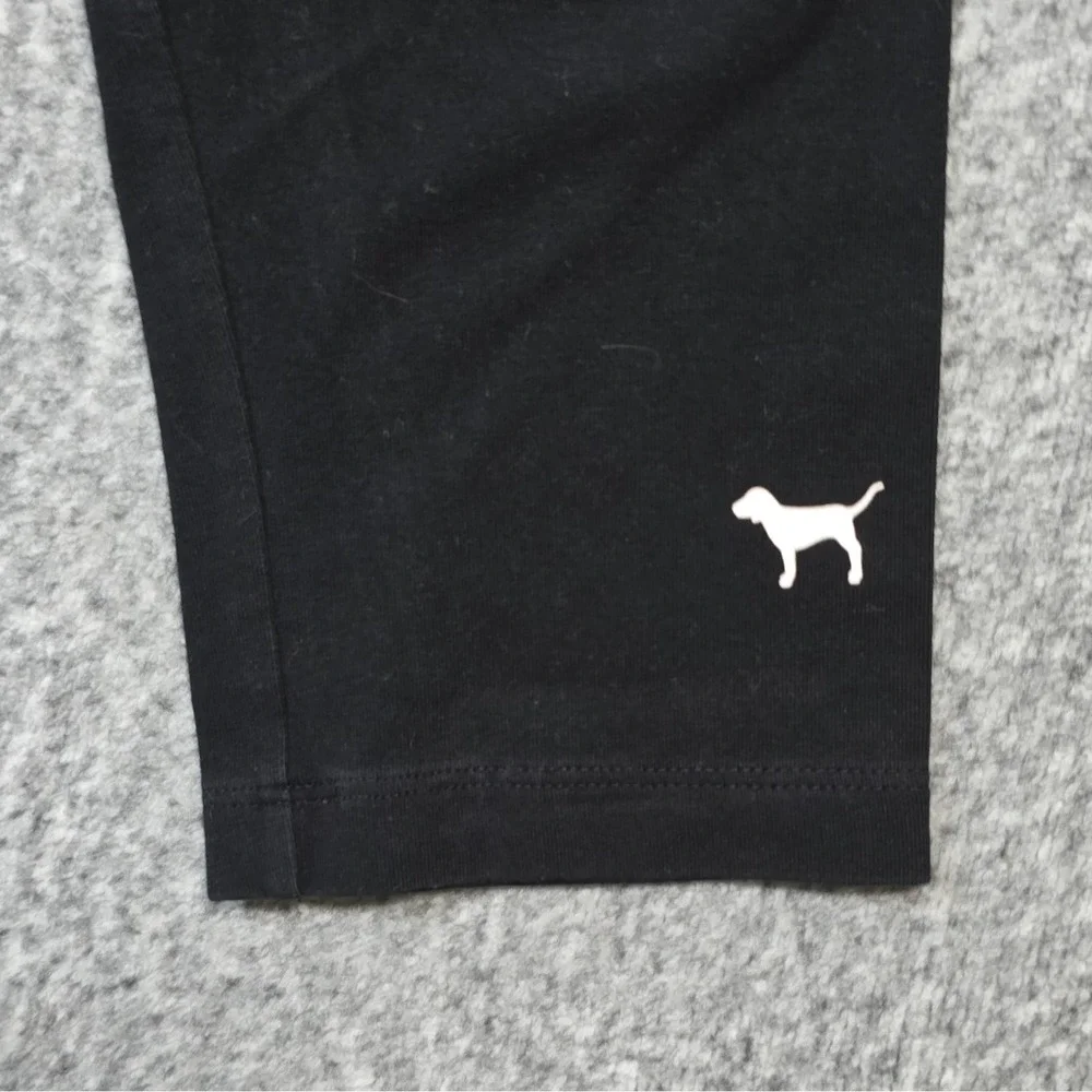 PINK Victoria's Secret PINK Yoga Leggings Black Purple Logo Waist L/G High